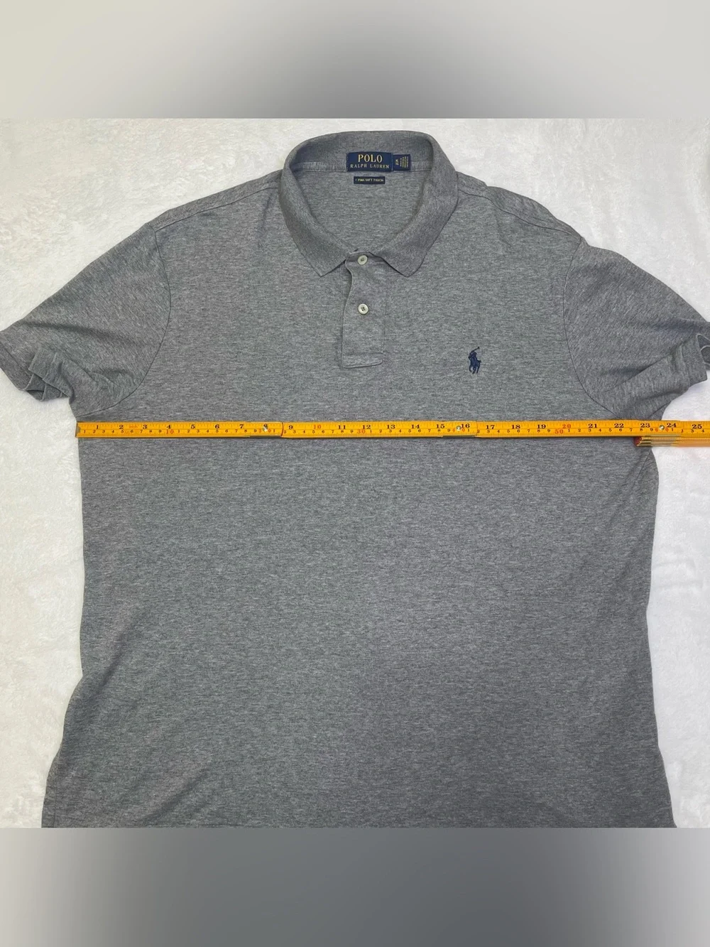 Polo Ralph Lauren Men's XL Pima Soft Touch Polo Shirt Gray Navy Blue Pony